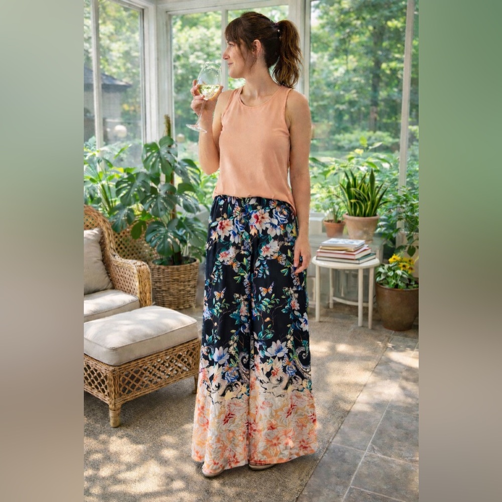 NWT Chico's Multicolor Floral Palazzo Pants NWT Size 8-10